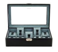 Ecrin 10 montres, James, noir, vitré - Bleu -
