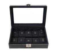 FrIEDrICH/23 Friedrich23 London Boîte à montres avec couvercle en verre en cuir véritable Noir Espace pour 10 montres Verrouillable