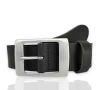 FRIEDRICH HOFFMANN Ceinture pour femme en cuir noir et marron - Ceinture en cuir pour femme - Largeur : 4 cm - Fabriquée en Allemagne, Noir , 110 cm taille = 125 cm longueur totale
