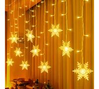 Friedwohl LED Light Curtains, String Lights Indoor Outdoor Battery Operated 94 LEDs 8 Modes Snowflake Curtain Light IP44 Christmas Bedroom Decor Wedding Party Garden Window Evening