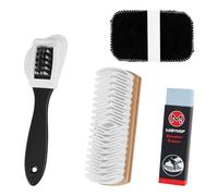 Friedwohl Lot de 4 brosses en daim pour chaussures, brosse polyvalente, brosse crêpe robuste, avec gomme et gants de cirage, pour cuir rugueux, nubuck, daim et daim, multicolore, 15*4cm