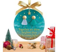 Friend Ornaments for Women, Timeless Round Christmas Friend Pendants, Friendship Sea Glass Pendant for Sister Partners College Book Club Travel Work Office Door Window Entryway