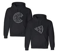 Friend Shirts Couple Sweat à capuche à pizza pour couple - Style partenaire - 1 pièce - Protection contre la saleté, Noir + noir., homme L + femmes S