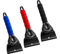 Frienda 3 Pièces Grattoirs à Glace de Voiture Enlèvement de Grattoir à Glace Outil de Grattoir à Neige avec Poignée en Mousse pour Camion Voiture Grattage de Neige de Pare-Brise, Noir Rouge Bleu