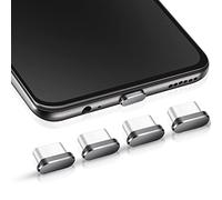 Frienda 4 Pièces Bouchon Anti-Poussière USB C Housse Anti-Poussière de Type C Compatible avec Samsung Galaxy S21/Ultra Redmi Note 10 Pro Huawei Mate 30 Protecteur de Capuchon de Port (Gris)