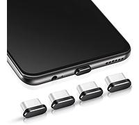 Frienda 4 Pièces Bouchon Anti-Poussière USB C Housse Anti-Poussière de Type C Compatible avec Samsung Galaxy S21/Ultra Redmi Note 10 Pro Huawei Mate 30 Protecteur de Capuchon de Port (Noir)