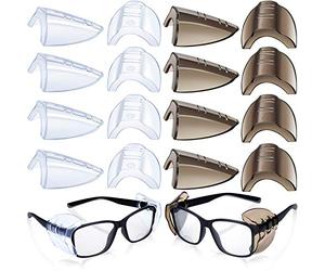 Frienda 8 paires latérales lunettes de sécurité protections latérales transparent glissement bouclier antidérapant adapté à petites lunettes moyennes plus grande protection de sécurité (transparent et
