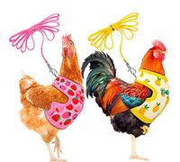 Frienda Ensemble Harnais et Laisse réglables 2 pièces pour Halloween - Gilet élastique et Respirant pour Poules, Canard, oie, Animal Domestique (Ananas, Fraise, Taille M)