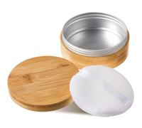 Frienda Houppette en bambou de 300 ml et récipient à poudre vide pour le corps, le visage, le maquillage, la boîte de voyage, étui compact avec couvercles tamis et houppette