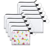Frienda Lot de 10 Porte-Monnaie Vierges en Toile avec Fermeture éclair pour Sublimation, Remise de diplôme, pour Femmes et Enfants, Blanc, 3.74 x 4.52 inches, 4.33 x 7.87 inches