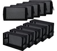 Frienda Lot de 10 Trousses de Maquillage en Maille, Sac cosmétique Portable, Fermeture éclair Noire, Respirant, Trousse de Toilette de Voyage pour la Maison, Le Bureau, Les Accessoires de Voyage