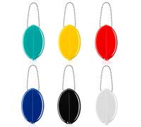 Frienda Porte-Monnaie en Caoutchouc, 6 Pièces Coloré Ovale avec Chaîne pour Voyage Multi-Usages, Multicolore, M