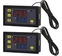 Frienda W3230 Lot de 2 thermostats numériques LCD DC 12 V 20 A - Interrupteur de température -50-110 °C avec capteur de température - Alarme haute température - Affichage LED