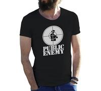 Friendly Bees Public Enemy Retro Vintage Nero T Shirt per Uomo Mens Man Black L