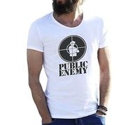 Friendly Bees Public Enemy Retro Vintage White Mens T-ShirtWhite Manches Courtes(X-Large)