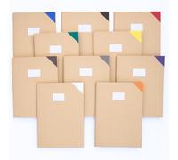 Friendly Fox Lot de 10 protège-cahiers A4 en papier kraft avec autocollants - Pour le bricolage