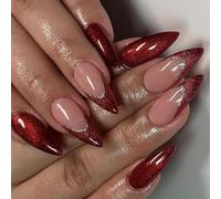 Friendly Glitters Ombres Kit de Manucure Française Réutilisable Faux avec Motifs Floraux pour un look tendance Faux Paillettes