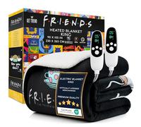 Friends Couverture Chauffante King 230x265cm, Cosy Sherpa Polaire, Chauffage Électrique 9 Niveaux avec 12 Heures Arrêt Automatique, Idee Cadeau (Noir Friends, King EU)