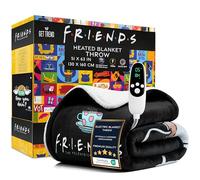 Friends Couverture Chauffante Single 130x160cm, Cosy Sherpa Polaire, Chauffage Électrique 9 Niveaux avec 12 Heures Arrêt Automatique, Idee Cadeau (Noir Friends, Lancer EU)