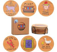 Friends Dessous de Verre, Pouluole Friends Coasters, Friends Goodies, Friends sous-Verres en Bambou, Friends Serie Décoration, Cadeaux de Friends Serie TV, Pendaison de Crémaillère (6pcs)