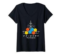 Friends Fountain And Umbrellas T-Shirt avec Col en V