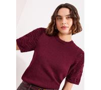 Friends Like These Friends Like These Aubergine Purple Pointelle Sleeve Knit Top
