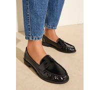 Friends Like These Friends Like These Black Flat Ruched Comfort Slip On Penny Loafers Black EU 40 (UK 7)