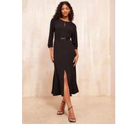 Friends Like These Friends Like These Black Tulip Sleeve Belted Flute Hem Dress Black EU 40 (UK 12)