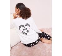 Friends Like These Friends Like These Black/White Bonne Nuit Heart Long Sleeve Pyjamas