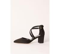 Friends Like These Friends Like These Black Wide Fit Block Heel Cross Strap Court Shoes Black EU 37 W (UK 4)