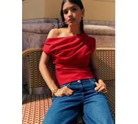 Friends Like These Friends Like These Bright Red Draped Off The Shoulder Top