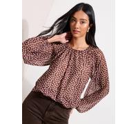 Friends Like These Friends Like These Brown Spot Mesh Print Top
