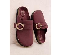 Friends Like These Friends Like These Burgundy Red Faux Suede Slip-On Comfort Stud Detail Buckle Casual Footbed Clogs