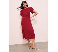 Friends Like These Friends Like These Burgundy Red Petal Sleeve Midi A Line Belted Dress Burgundy Red EU 52 (UK 24)