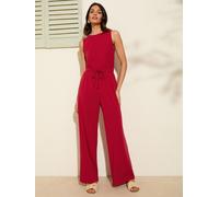 Friends Like These Friends Like These Burgundy Red Scoop Neck Sleeveless Wide Leg Jersey Jumpsuit