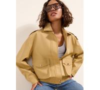 Friends Like These Friends Like These Buttermilk Yellow Faux Leather Bomber Jacket