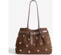 Friends Like These Friends Like These Chocolate Brown Faux Suede Studded Tote Bag