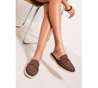 Friends Like These Friends Like These Chocolate Brown Standard Fit Tassle Trim White Outsole Smart Mule Loafers Chocolate Brown EU 37 (UK 4)