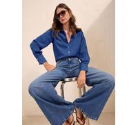 Friends Like These Friends Like These Cobalt Blue Satin Button Through Shirt Cobalt Blue EU 44 (UK 16)
