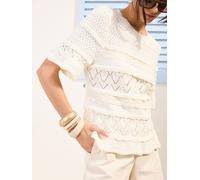 Friends Like These Friends Like These Cream Broderie Ruffle Trim Crochet Knitted Top