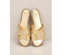 Friends Like These Friends Like These Faux Leather Gold Wide Fit Comfort Mule Casual Flat Sandals