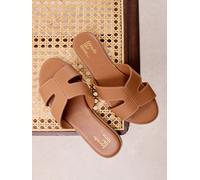 Friends Like These Friends Like These Faux Leather Tan Brown Standard Fit Comfort Mule Casual Flat Sandals