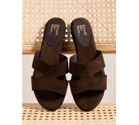 Friends Like These Friends Like These Faux Suede Chocolate Brown Standard Fit Comfort Mule Casual Flat Sandals