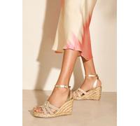 Friends Like These Friends Like These Gold Millie Mackintosh Woven Detail Comfort Faux Leather Straw Wedge Sandals