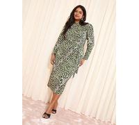 Friends Like These Friends Like These Green Curve Crinkle Jersey Long Sleeve Midi Dress Green EU 52 (UK 24)