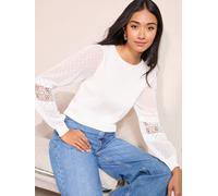 Friends Like These Friends Like These Ivory Woven Sleeve Knitted Top