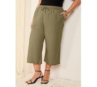 Friends Like These Friends Like These Khaki Green Curve Linen Blend Culottes