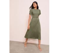 Friends Like These Friends Like These Khaki Green Petal Sleeve Midi A Line Belted Dress Khaki Green EU 42 (UK 14)