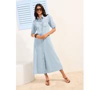 Friends Like These Friends Like These Light Wash Button Through Denim Midaxi Shirt Dress Light Wash EU 38 (UK 10)