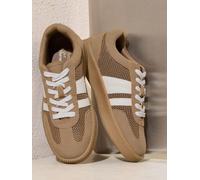 Friends Like These Friends Like These Mocha Brown Wide Fit Lace Up Retro Gumsole Sports Trainers